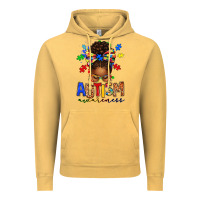 Vintage Mustard autism awareness afro messy bun Vintage Hoodie - texasbilliewilder