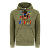 Vintage Olive autism awareness afro messy bun Vintage Hoodie - texasbilliewilder