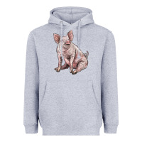 Heather Grey american yorkshire pig Heavyweight Hoodie - LillyAllenDesigns
