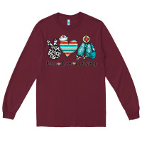Burgundy peace love nursing Long Sleeve Tee - CowhideDigitalArt