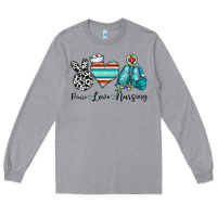 Heather Grey peace love nursing Long Sleeve Tee - CowhideDigitalArt