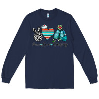 Navy peace love nursing Long Sleeve Tee - CowhideDigitalArt