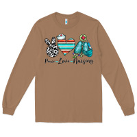 Toasted Coconut peace love nursing Long Sleeve Tee - CowhideDigitalArt