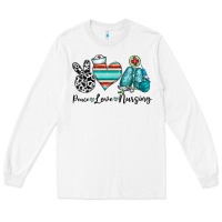 White peace love nursing Long Sleeve Tee - CowhideDigitalArt