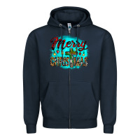 Navy merry christmas wood slice ornament Zipper Hoodie - JahusDesignShop