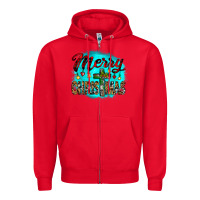 Red merry christmas wood slice ornament Zipper Hoodie - JahusDesignShop