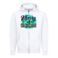 Merry Christmas Wood Slice Ornament Zipper Hoodie | Teevron