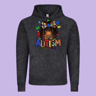 Autism Mom Afro Locs Messy Bun Vintage Hoodie Designed By Texasbilliewilder