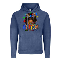 Vintage Denim autism mom afro locs messy bun Vintage Hoodie - texasbilliewilder