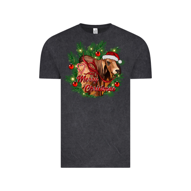 Merry Christmas Brahman Bull Vintage Tee by RanaPortraitStore | Teevron