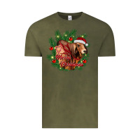 Vintage Olive merry Christmas brahman bull Vintage Tee - RanaPortraitStore