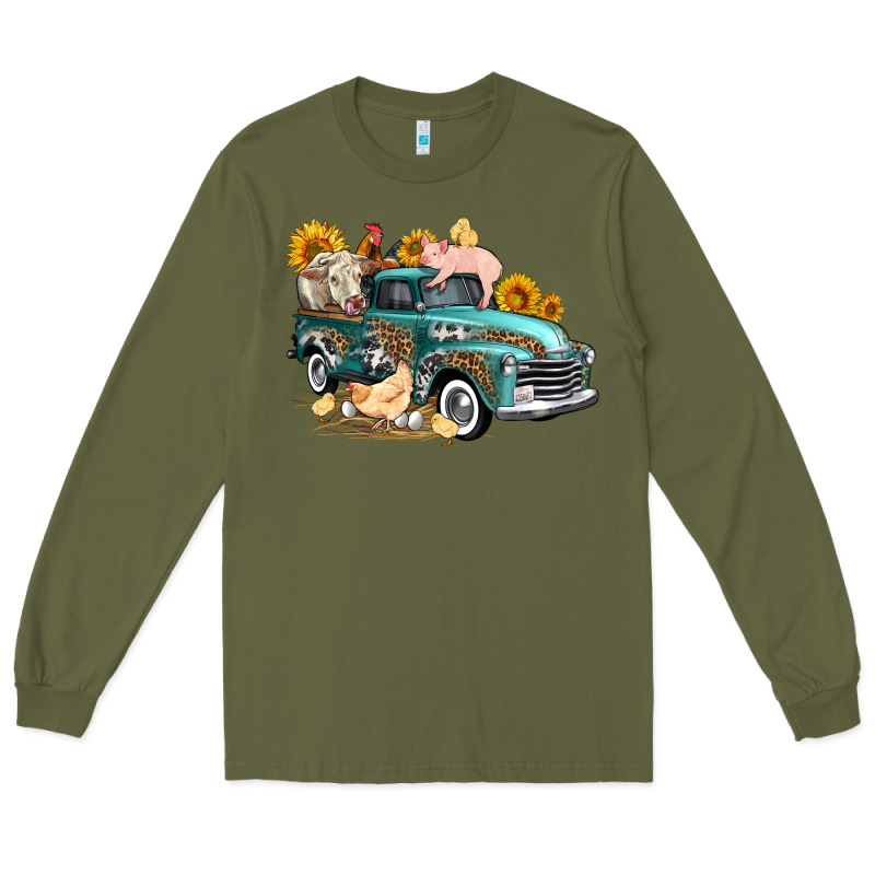 Western Farm Truck Coop Animals Farm Animals Long Sleeve Tee by FaDigitalArtStudio | Teevron