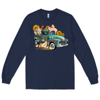 Navy western farm truck coop animals farm animals Long Sleeve Tee - FaDigitalArtStudio