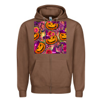 Chestnut halloween witchy pumpkin seamless pattern Zipper Hoodie - BundleAndBundleShop