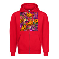 Red halloween witchy pumpkin seamless pattern Zipper Hoodie - BundleAndBundleShop
