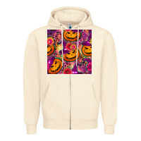 Sandshell halloween witchy pumpkin seamless pattern Zipper Hoodie - BundleAndBundleShop