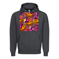 Smoke halloween witchy pumpkin seamless pattern Zipper Hoodie - BundleAndBundleShop