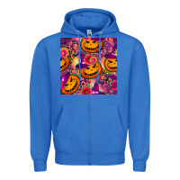 True Royal halloween witchy pumpkin seamless pattern Zipper Hoodie - BundleAndBundleShop