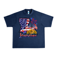 Navy 4th of july  louisiana map Urban Heavy Tee - BarkalooDesign