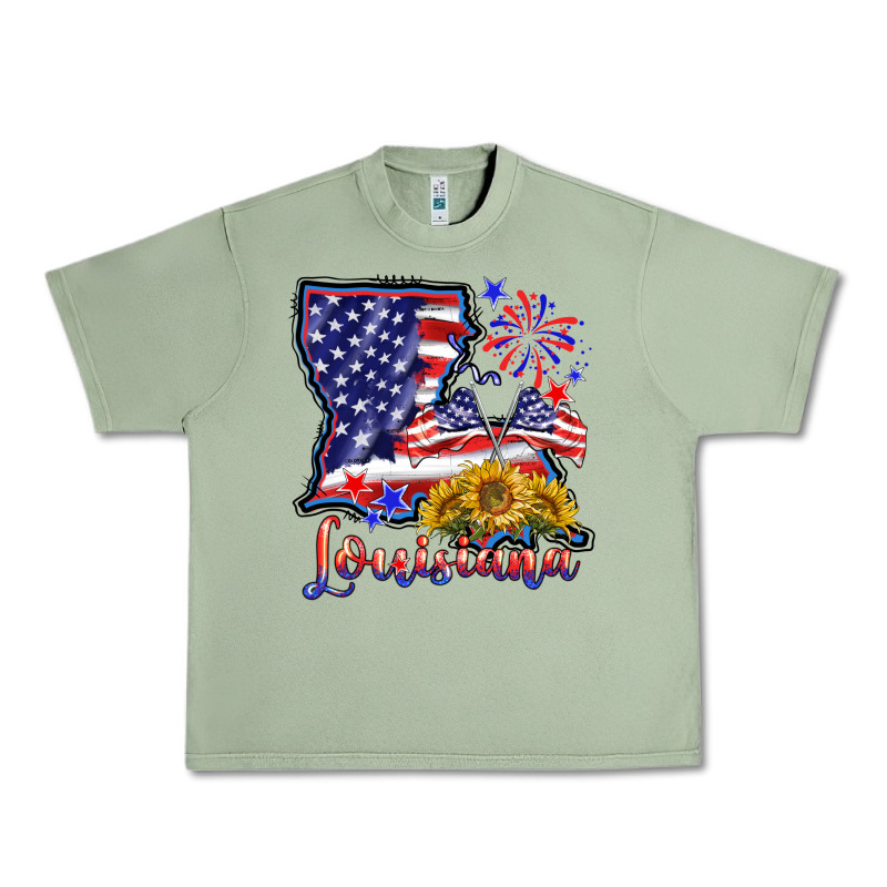 4th Of July  Louisiana Map Urban Heavy Tee by BarkalooDesign | Teevron