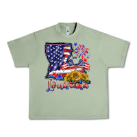 Oil Green 4th of july  louisiana map Urban Heavy Tee - BarkalooDesign