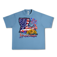 Pebble Blue 4th of july  louisiana map Urban Heavy Tee - BarkalooDesign