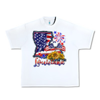 White 4th of july  louisiana map Urban Heavy Tee - BarkalooDesign