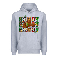 Heather Grey Howdy Howdy Howdy christmas Premium Hoodie - MaliasSmallBusiness