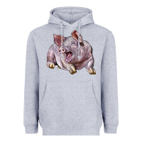 Heather Grey Landrace Pig Heavyweight Hoodie - LillyAllenDesigns