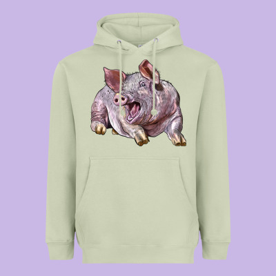 Landrace Pig Heavyweight Hoodie Designed By Lillyallendesigns