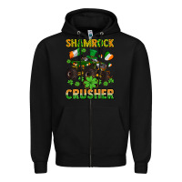 Black shamrocks crusher monster truck with shamrocks Zipper Hoodie - AdoDesignShop