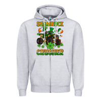 Heather Grey shamrocks crusher monster truck with shamrocks Zipper Hoodie - AdoDesignShop