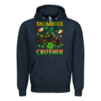 Navy shamrocks crusher monster truck with shamrocks Zipper Hoodie - AdoDesignShop
