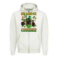 Oatmeal Heather shamrocks crusher monster truck with shamrocks Zipper Hoodie - AdoDesignShop