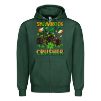 Sports Green shamrocks crusher monster truck with shamrocks Zipper Hoodie - AdoDesignShop