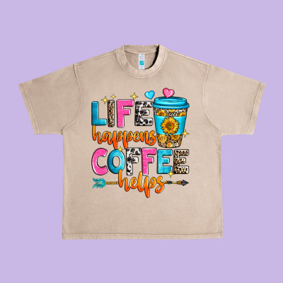 Life Happens Coffee Helps Urban Heavy Tee Designed By Zillion Design Studio