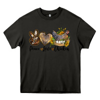 Asphalt peace love chicken Heavy Core Tee - LillyAllenDesigns