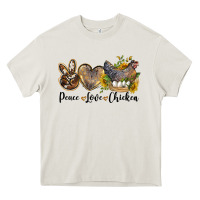 Cream peace love chicken Heavy Core Tee - LillyAllenDesigns