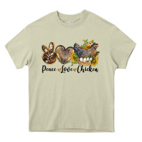 Mossy peace love chicken Heavy Core Tee - LillyAllenDesigns