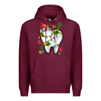 Burgundy Christmas Teeth Dentist Premium Hoodie - MaliasSmallBusiness