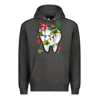 Charcoal Heather Christmas Teeth Dentist Premium Hoodie - MaliasSmallBusiness