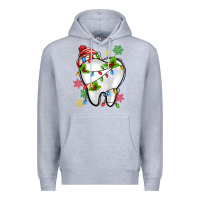 Heather Grey Christmas Teeth Dentist Premium Hoodie - MaliasSmallBusiness