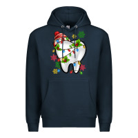 Navy Christmas Teeth Dentist Premium Hoodie - MaliasSmallBusiness