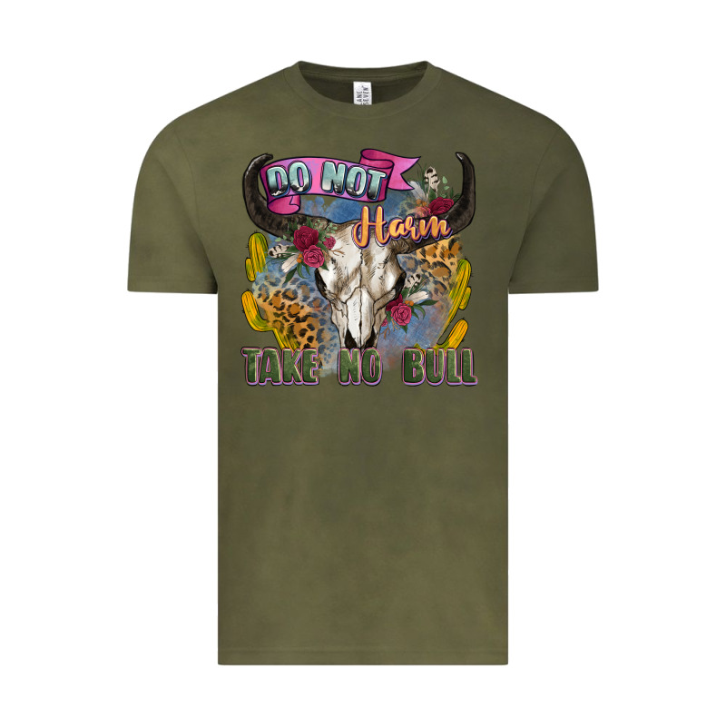 Do Not Harm Take No Bull Cow Skull Vintage Tee by Zillion Design Studio | Teevron