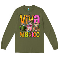 Army Green viva mexico mexican coffee cups Long Sleeve Tee - FaDigitalArtStudio