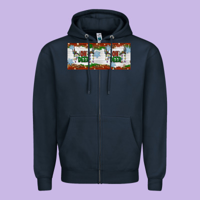 Oh Deer Christmas Zipper Hoodie Designed By Artiststas