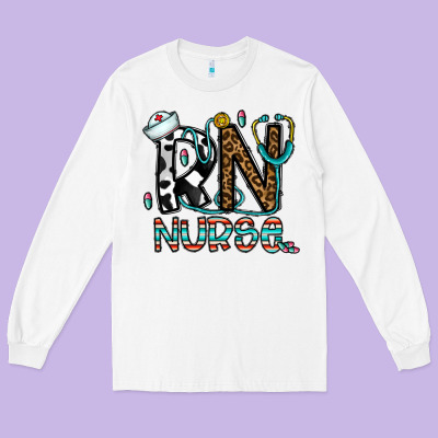 Rn Nurse Long Sleeve Tee Designed By Cowhidedigitalart