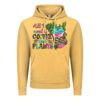 Vintage Mustard all i need is coffee and plants Vintage Hoodie - texasbilliewilder