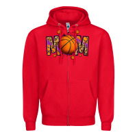 Red basketball mom Zipper Hoodie - Jasminsmagicworld