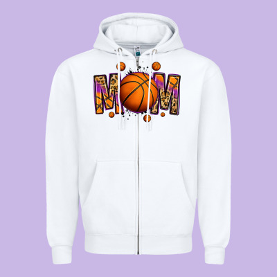 Basketball Mom Zipper Hoodie Designed By Jasminsmagicworld